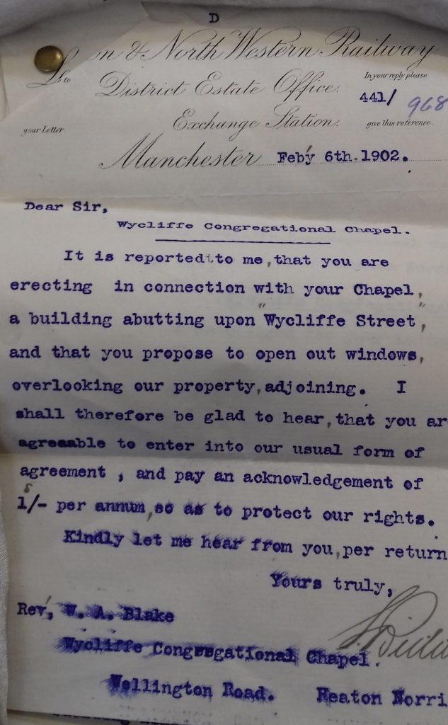 Letter headed from the London & North Western Railway. Type written on Feb 6th 1902
