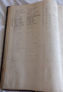 Handwritten list of names, addresses, date of admission and class numbers