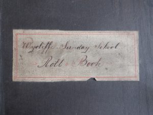 Label on the front cover reads "Wycliffe Sunday School Roll Book"